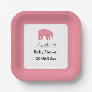 Assiettes En Carton Eléphant Rose Personnalisé Baby Shower