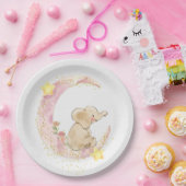 Assiettes En Carton Eléphant sur une lune avec Parties scintillant (Fête)