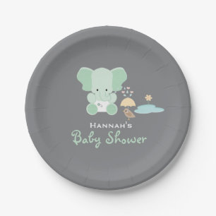 Assiettes En Carton Éléphant vert en bon état petit baby shower