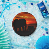 Assiettes En Carton Eléphants au coucher du soleil (Fête)