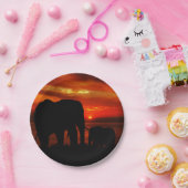 Assiettes En Carton Eléphants au coucher du soleil (Fête)