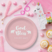 Assiettes En Carton Eléphants roses Dieu Béni Baptême/Dédication (Fête)