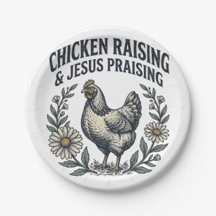 Assiettes En Carton Élevage de poulets et louange à Jésus vintage poul