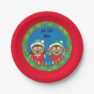Assiettes En Carton Elfes de Noël de couleur