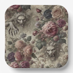 Assiettes En Carton Elle a des griffes - Gothique Floral