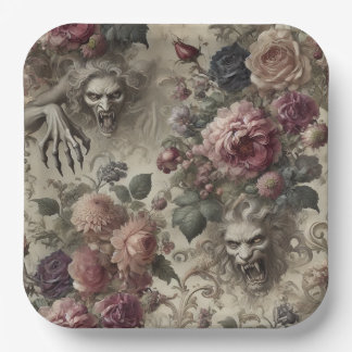Assiettes En Carton Elle a des griffes - Gothique Floral