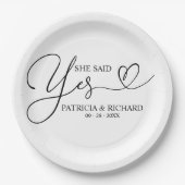 Assiettes En Carton Elle A Dit Oui Belle Partie D'Engagement (Devant)