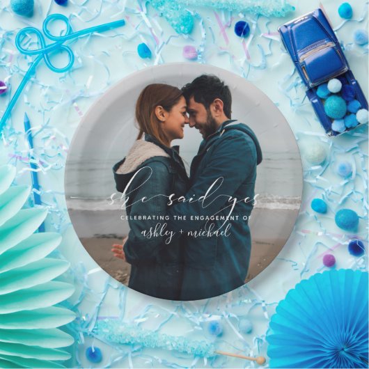 Assiettes En Carton Elle A Dit Oui Calligraphie (Fête)