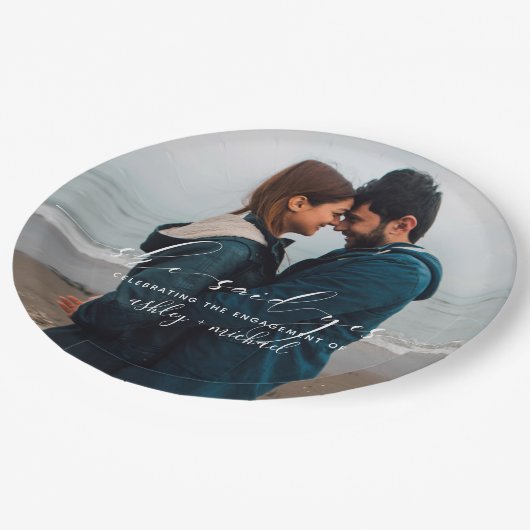 Assiettes En Carton Elle A Dit Oui Calligraphie (Angle)