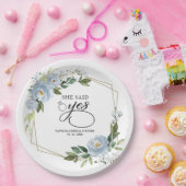 Assiettes En Carton Elle A Dit Oui Dusty Blue Fête des mariées géométr (Fête)