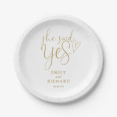 Assiettes En Carton Elle A Dit Oui Engagement Party Elegant Gold (Devant)