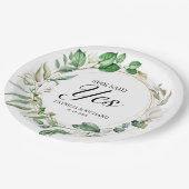 Assiettes En Carton Elle A Dit Oui Fiançailles Géométrique Vert (Angle)