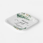 Assiettes En Carton Elle A Dit Oui Fiançailles Gold Greenery (Angulaire)