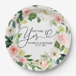 Assiettes En Carton Elle A Dit Oui Floral Engagement Party Plaque papi
