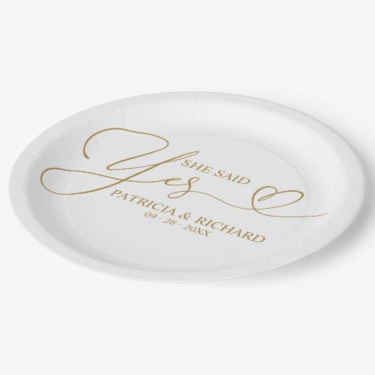 Assiettes En Carton Elle A Dit Oui Mignonne Partie Engagement Plaque P (Angle)