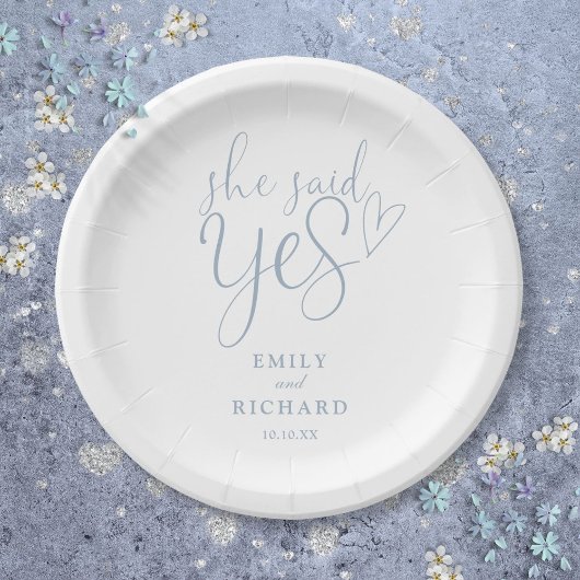 Assiettes En Carton Elle A Dit Oui Partie Engagement Dusty Blue