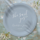 Assiettes En Carton Elle A Dit Oui Partie Engagement Dusty Blue