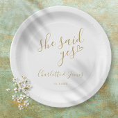 Assiettes En Carton Elle A Dit Oui Partie Engagement Gold Coeur