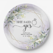 Assiettes En Carton Elle a dit oui verdure géométrique mariage (Devant)