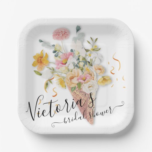 Assiettes En Carton Elle a été emportée par la Fête des mariées Bouque (Recto)