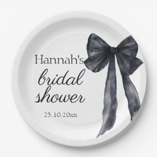 Assiettes En Carton Elle a noué le nœud noir Élégant Shower de mariage