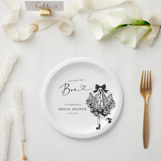 Assiettes En Carton Elle a trouvé son Boo Ghost Floral Réception de ma (Mariage)