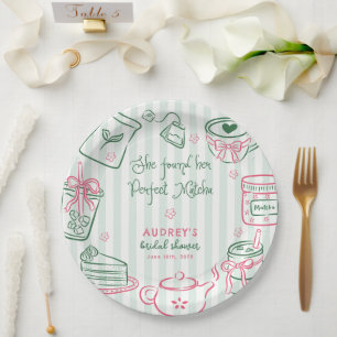 Assiettes En Carton Elle a trouvé son thé matcha vert de douche nuptia