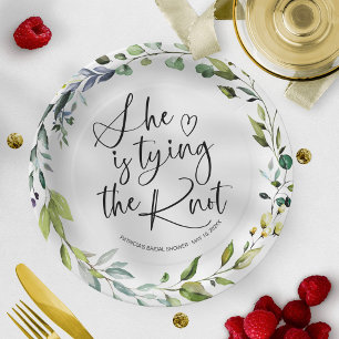 Assiettes En Carton Elle Attache La Fête des mariées Du Noeud