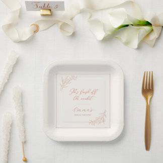 Assiettes En Carton Elle est fraîche sortie du marché Baby Shower de m