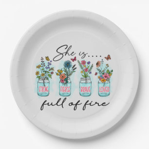 Assiettes En Carton Elle est pleine de feu - Autonomisation florale dy