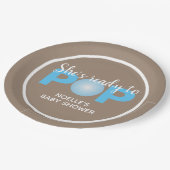 Assiettes En Carton Elle est prête à faire du pop, Baby shower Bubbleg (Angle)