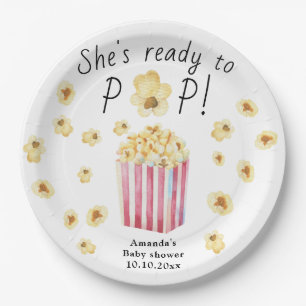 Assiettes En Carton Elle est prête à pop Baby shower de pop-corn à l'a