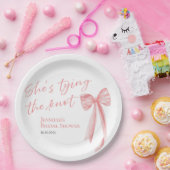 Assiettes En Carton Elle noue le nœud | Fête de mariage au nœud rose (Fête)