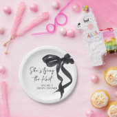 Assiettes En Carton Elle noue le nœud Noir Bow Réception de mariage (Fête)