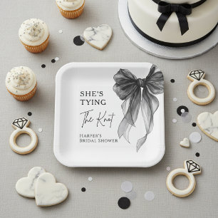 Assiettes En Carton Elle Noue Le Nœud Noir Bridal Shower