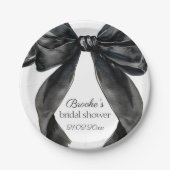 Assiettes En Carton Elle noue le nœud noir ruban Salle Mariage french (Devant)