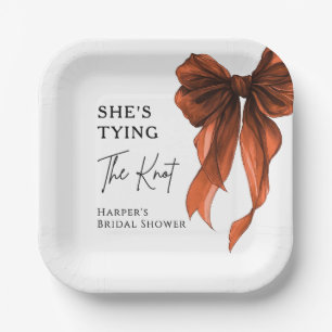 Assiettes En Carton Elle Noue Le Nœud Orange Ruban Mariage Shower