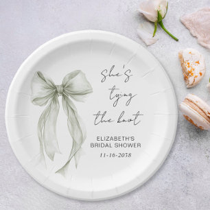 Assiettes En Carton Elle Noue Le Nœud Papillon Vert Sauge Lavande Show