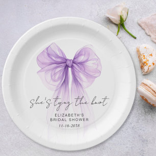 Assiettes En Carton Elle Noue Le Nœud Rose Bridal Shower