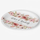 Assiettes En Carton ELLE Rose Fleur Élégant Mariage (Angle)