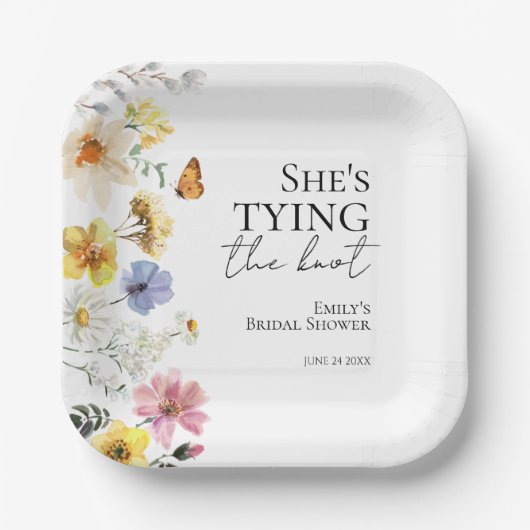 Assiettes En Carton Elle se marie | Réception de mariage Wildflower (Recto)