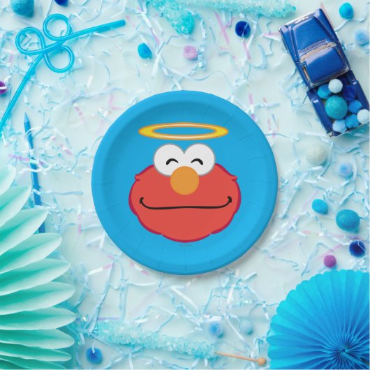Assiettes En Carton Elmo visage souriant avec halo (Fête)