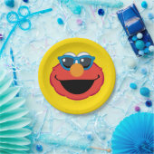 Assiettes En Carton Elmo visage souriant avec lunettes de soleil (Fête)