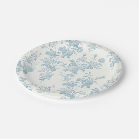 Assiettes En Carton Eloise Floral, bleu poudreux (Angle)