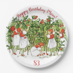 Assiettes En Carton Elsa Beskow mignonne fille aux fraises