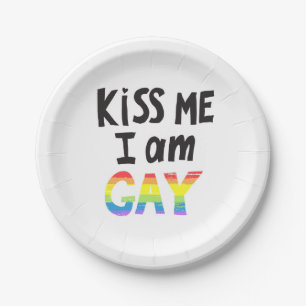 Assiettes En Carton Embrasse-moi je suis gay