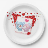 Assiettes En Carton Embrasser les ours avec les Coeurs d'Amour Tout au (Devant)