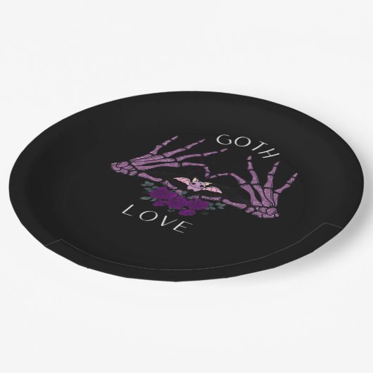 Assiettes En Carton Embrassez Goth Skeleton Heart (Angle)