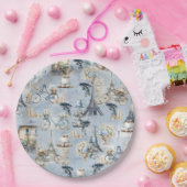 Assiettes En Carton Embrassez le pays français en bleu pâle raffiné (Fête)