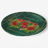 Assiettes En Carton Emerald et Gold Géométrique avec Flore rouge (Angle)